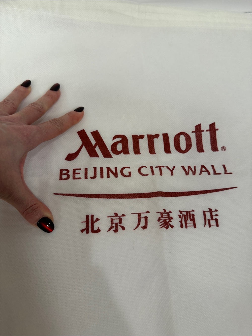 Beijing City Wall Marriott China White Travel Dust Bag Shoe Laundry Drawstring